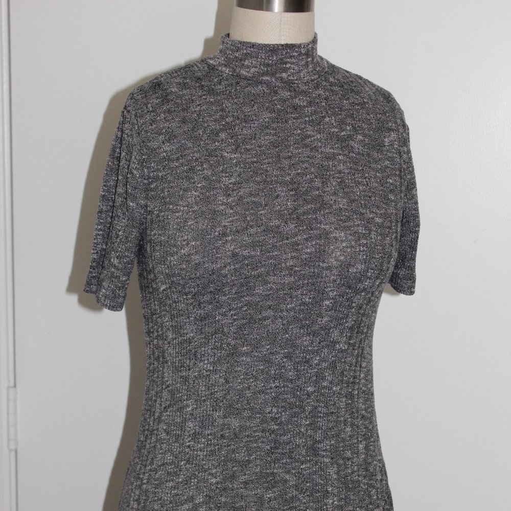 GREY MOCK TURTLENECK KNIT A-LINE DRESS SIZE SMALL